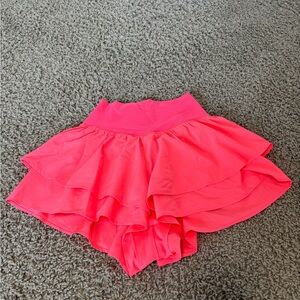 Aerie Orange Pink Ruffled Skater Shorts